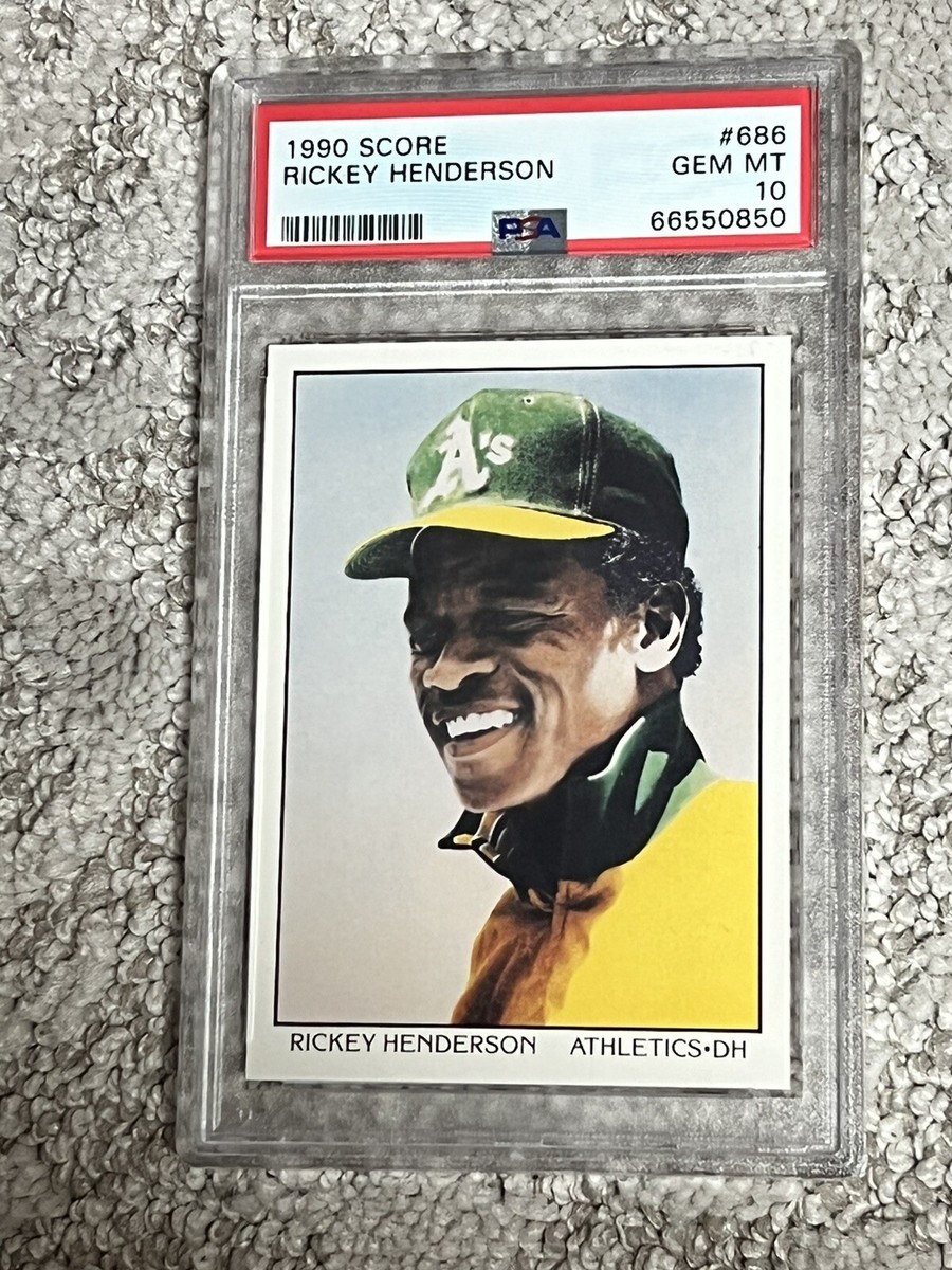 PSA 10 GEM MINT BASEBALL CARD 1990 SCORE RICKEY HENDERSON OAKLAND