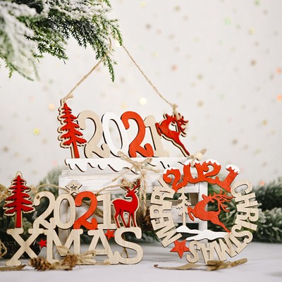 Download 2021 Deer Letters New Year Christmas Wood Hanging Ornament ...