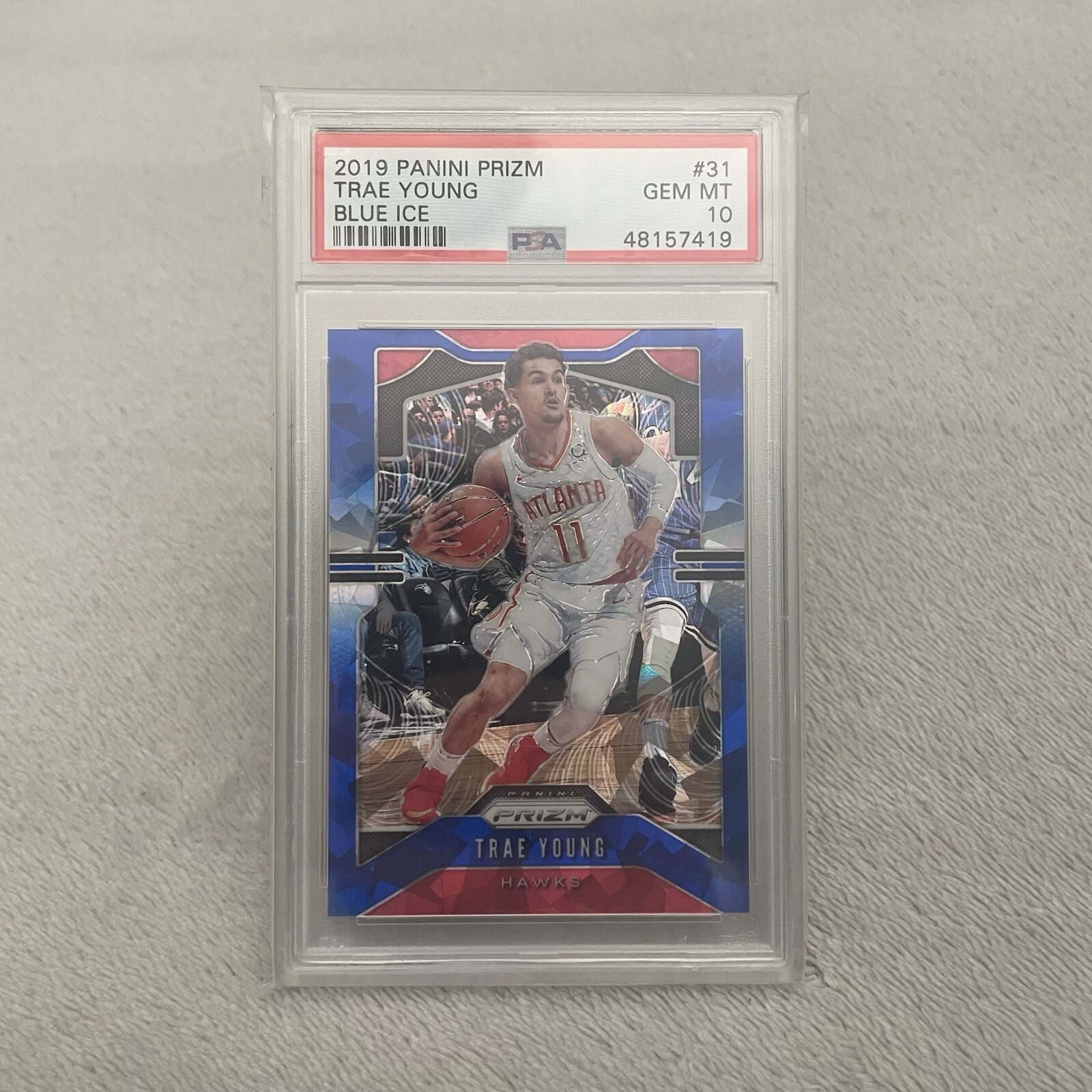 2019 Panini Prizm Blue Ice #31 Trae Young 55/99 PSA 10 GEM MINT Hawks SSP Rare