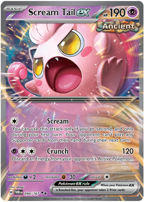 SCREAM TAIL EX 094/167 TWILIGHT MASQUERADE POKEMON (DOUBLE RARE, NM)
