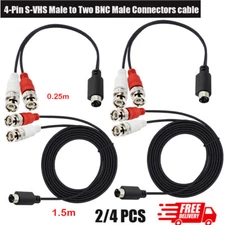 2/4pc S-Video Y Splitter Cable 4Pin SVHS Male to Dual BNC Male Connector Adapter