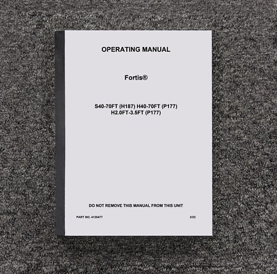 Hyster S70FT Fortis Forklift Lift Truck Owner Operator User Guide Manual H187