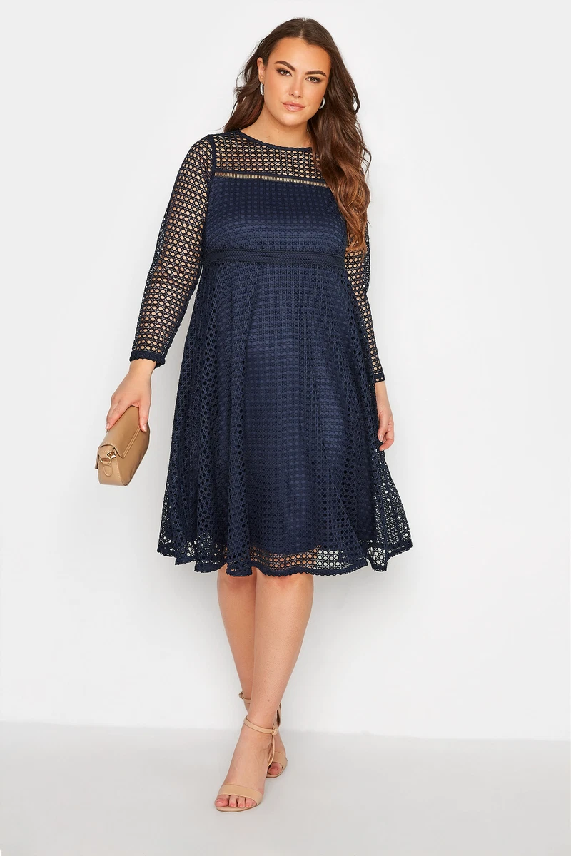 Yours Curve Women Plus Size Lace Midi Skater Dress eBay