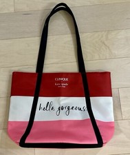 Clinique x Kate Spade Shopping Shoulder Travel Tote Large Red/White/Pink Bag