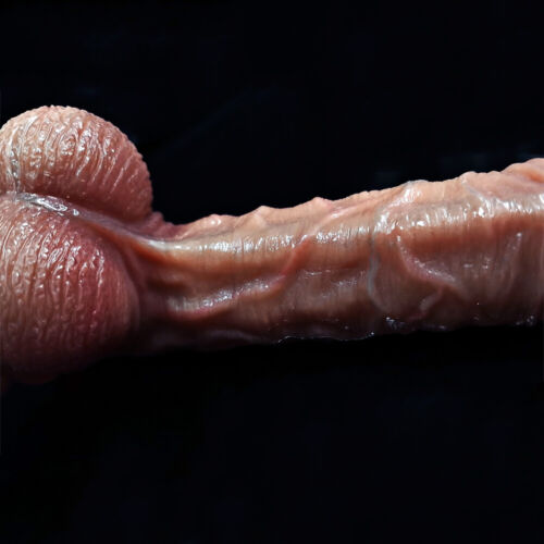 18 cm großer realistischer ungeschnittener Dildo Silikondildo Vorhaut mit Hoden - Bild 15 von 24