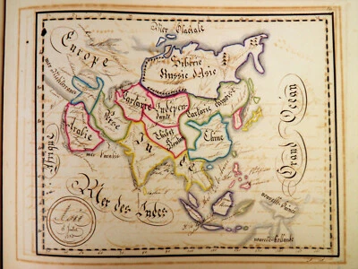 ATLAS MANUSCRIT 1830 FILLON Composé de 14 CARTES GEOGRAPHIQUES COULEURS UNIQUE - Photo 1/4