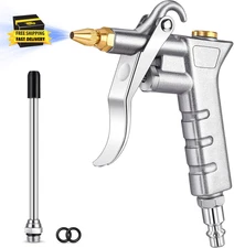 Metal Air Blow Gun with Brass Adjustable Air Nozzle and Steel Extension, Air Com