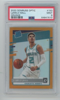 PSA 9 LAMELO BALL 2020 Donruss Optic #153 ORANGE PRIZM Rated Rookie RC SP /199
