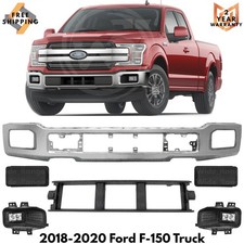 Front Bumper Chrome Fog Light Assembly Kit For 2018-2020 Ford F-150 Truck