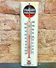 VINTAGE STANDARD FUEL OILS 11" GAS & OIL ADVERTISING THERM SIGN AMACO STATION