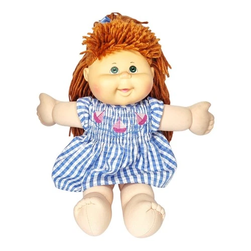 Cabbage Patch Kids Doll Red Yarn Hair Green Eyes CPK 2017 Gingham Dress