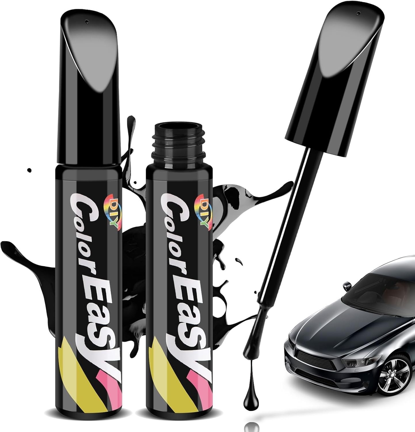 2 pcs Car Touch Up Paint Pen Black, Car Scratch Repair Pen 12ml, Touch up Paint