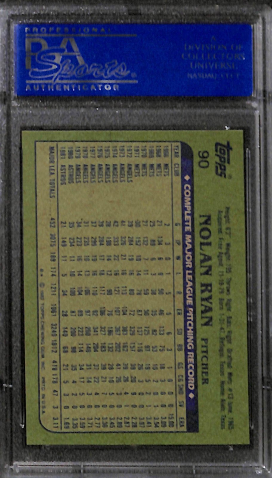 1982 TOPPS #90 Nolan Ryan PSA 9 Mint 30449260 view 2