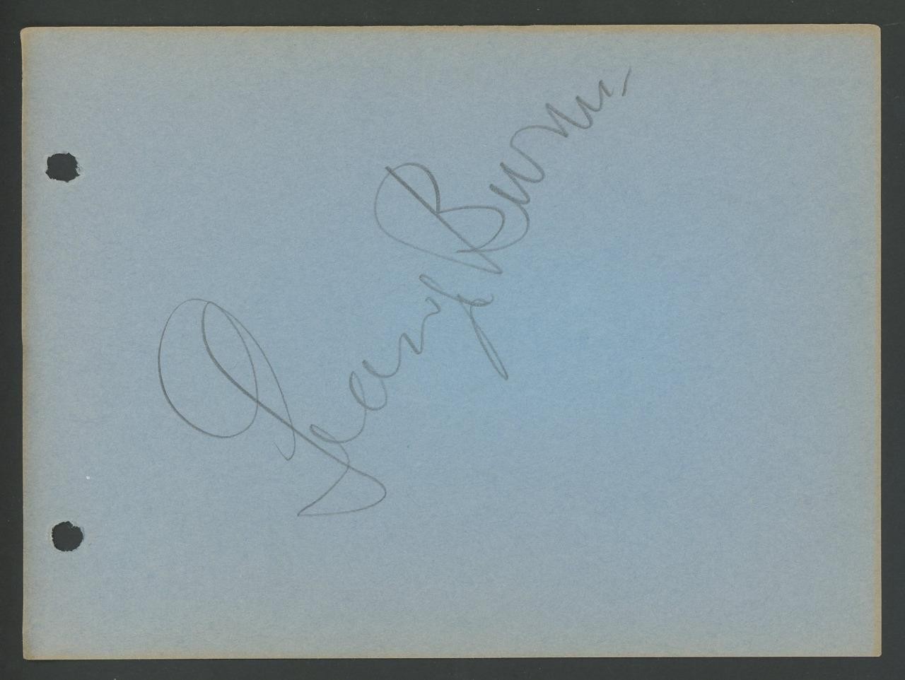 GEORGE BURNS (1896-1996) signed album page | "Burns and Allen" - autograph