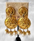 ERWIN Pearl Vintage Baroque Runway Hollywood Byzantine Gold Statement Earrings — photo 2