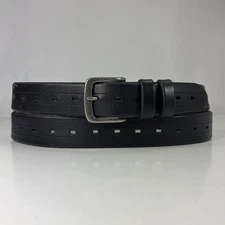 Punched Black Leather Work Belt - Men's Size 56