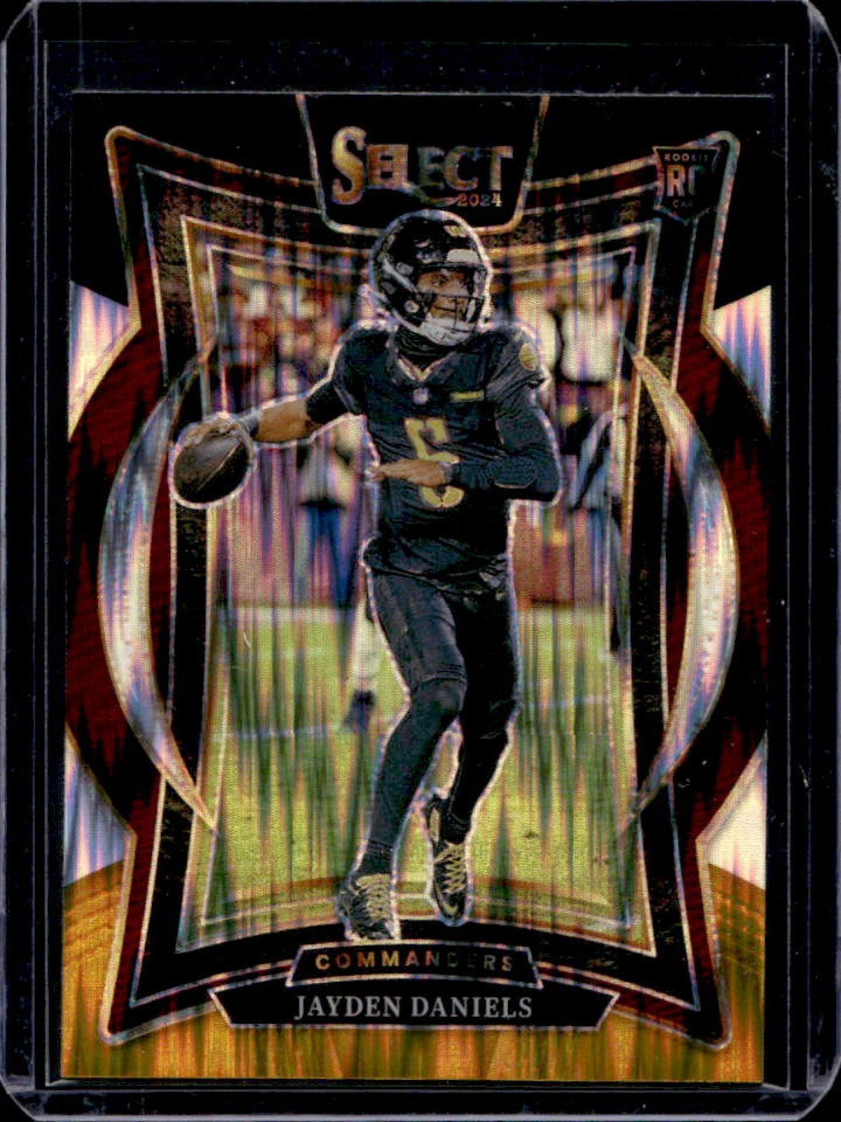2024 Panini Select Jayden Daniels Concourse RC Black and Gold Prizm Shock #26