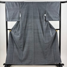 JAPANESE KIMONO TSUMUGI GRAY 158.5cm 5 ft 2 in PURE SILK FF11867