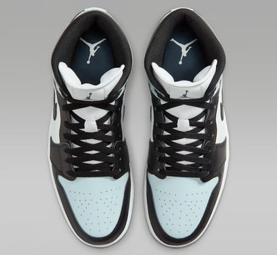 NIKE Air Jordan 1 ライトブルー/ホワイト/ブラック Jordan 1 Mid Black Aura White Squadron Blue Men's | Size 7.5 - 14