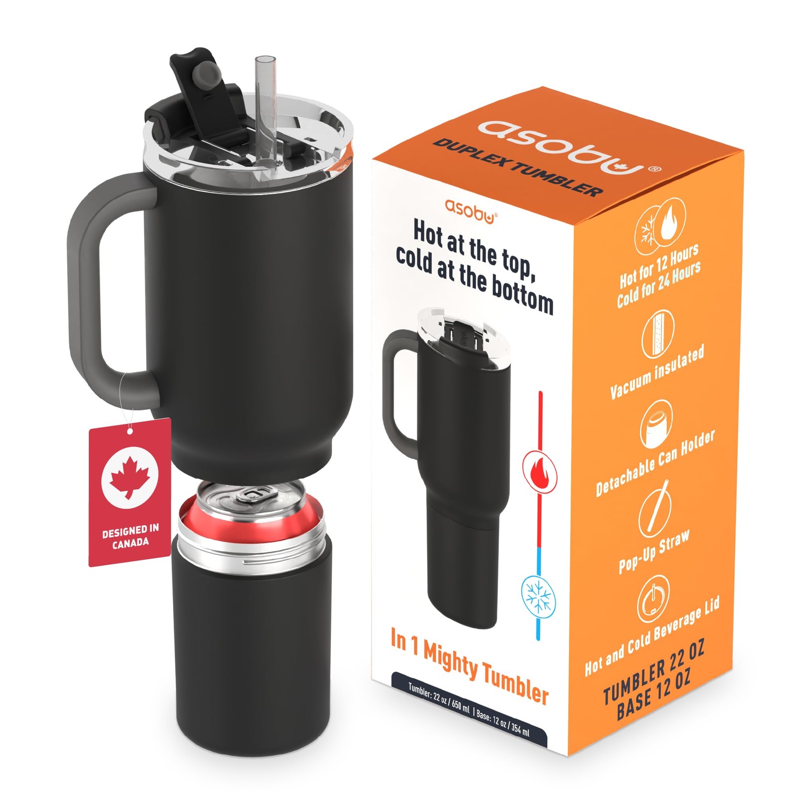 DUPLEX 2-in-1 Travel Mug and Beer Can Holder for Hot & Cold Drinks