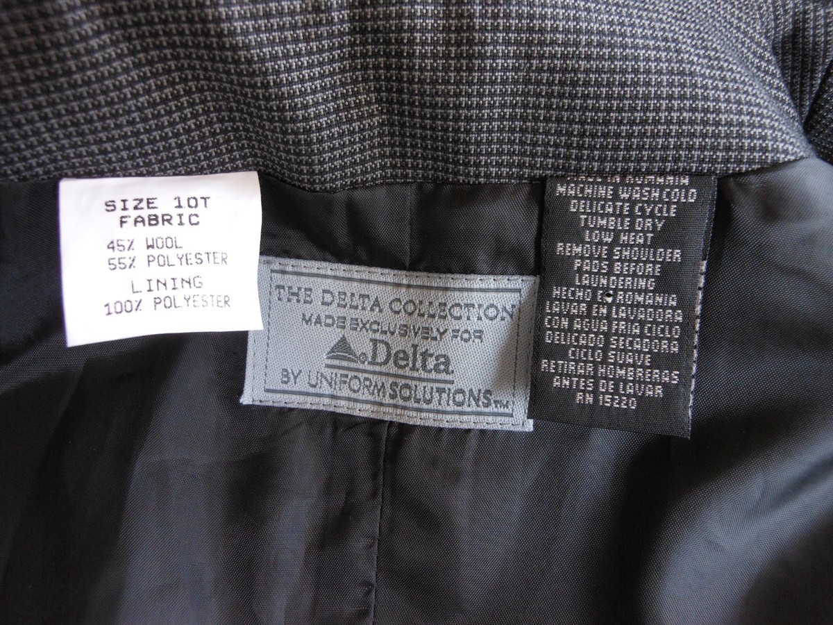 01u10 dress of delta Δ Delta Flight Attendant Size 10T Dress Gray Check Wool Blend