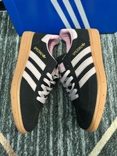 adidas Handball Spezial Unisex Kids UK 3.5 EU 36 Black White Pink Suede