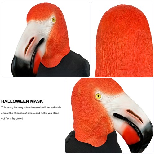 Halloween Flamingo Shaped Full Cover Mask Funny Ball Show Beak Animal Mask - Foto 10 di 12