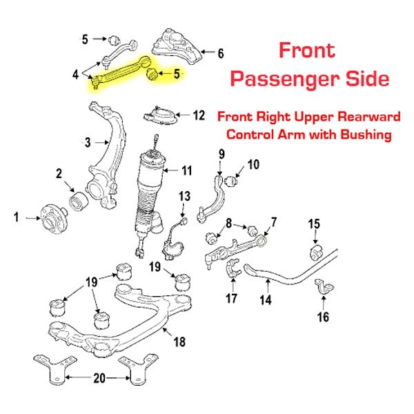 For Bentley Continental 05-13 Front Passenger Side Upper Rearward Control Arm