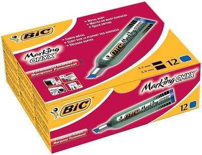 BIC Marking Onyx Permanent Marker mit mittlerer Spitze - blau, 12 PRO BOX