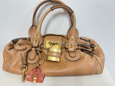 Chloe Paddington Beige Leather Hand Bag Lock Key Charm Included