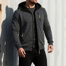 Autumn New Men's Casual Jacket Slim Fit Hooded Zipper Sweatshirts Jackets Solid