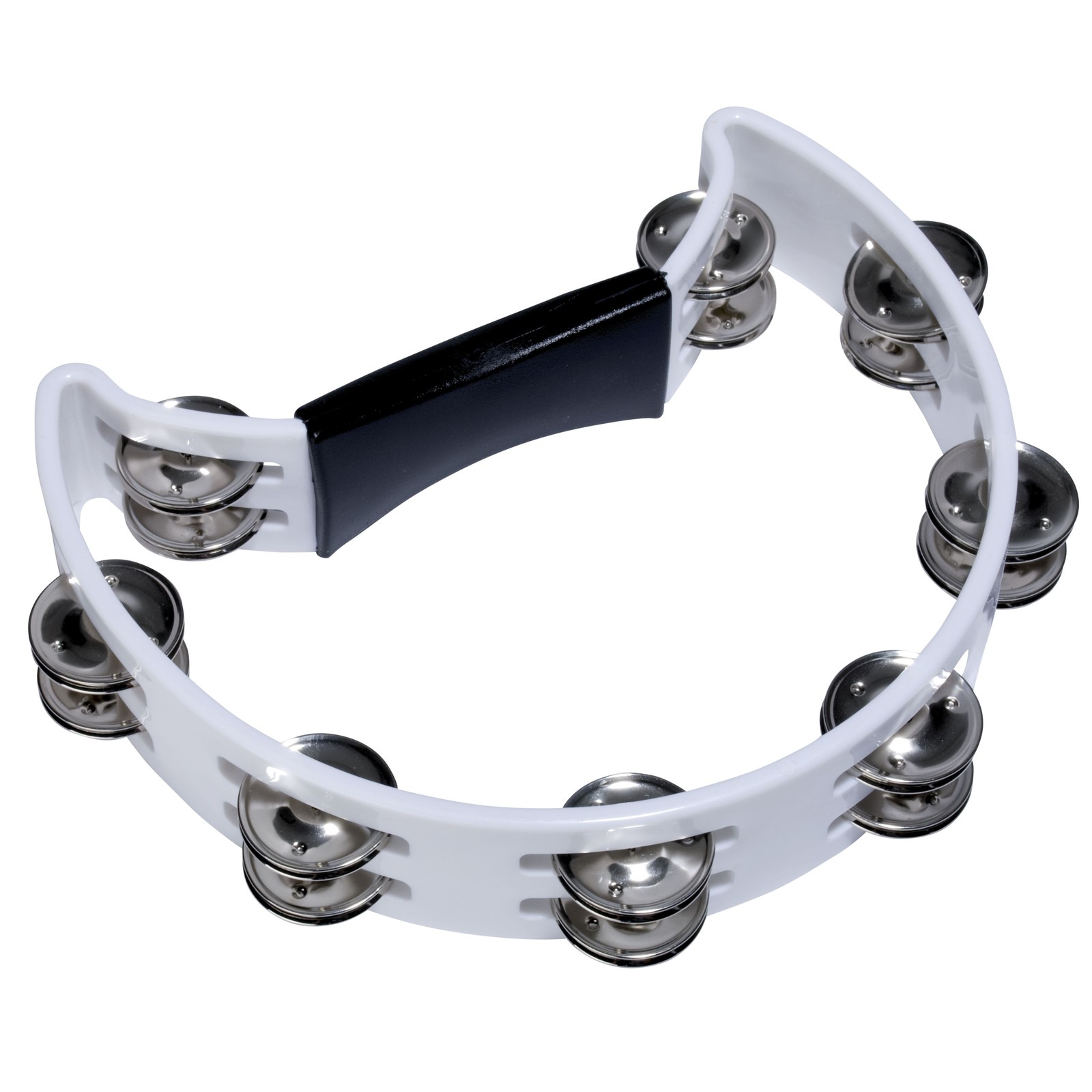 Fame Hand Tambourine Wei Doppelreihig Stahl-Schellen Halbmond Kunststoff Sound 2590₽