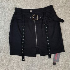 NWT ROMWE Women s Black Mini Skirt Goth Buckles Rock Punk Grunge Party SMALL 4