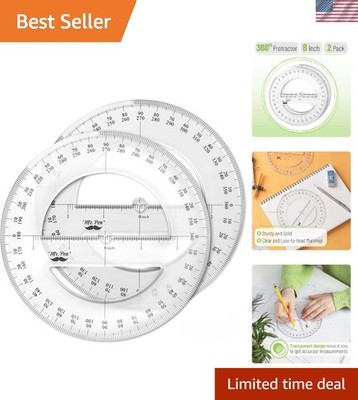 Set of 2 Large 6-Inch 360-Degree Protractors for Precise Geometry Measurements