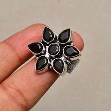 Black Onyx Gemstone 925 Sterling Silver Handmade Jewelry Ring Size 7