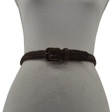Jesse Alaniam Belt Braided Brown Leather Brass Buckle Size M