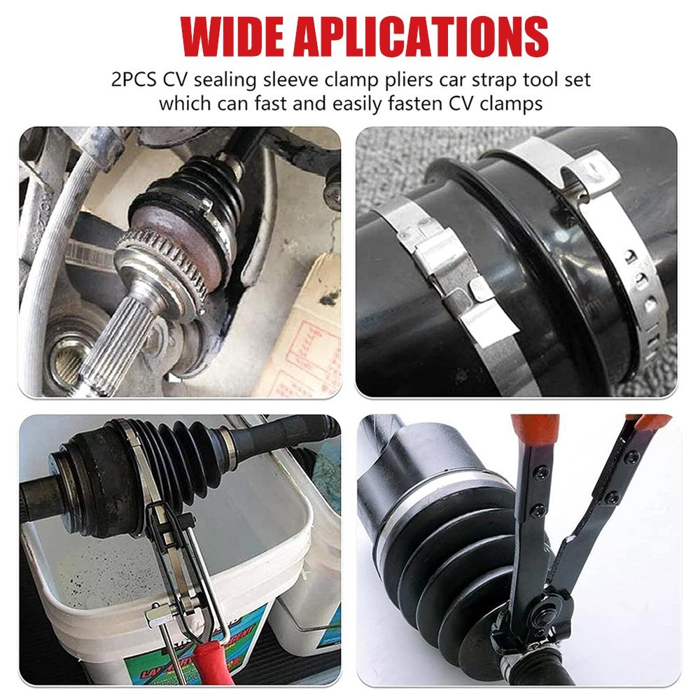 14PCS CV Joint Boot Clamp Pliers with CV Boot Clamps Kit Ear Type Banding Tool