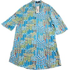 Jogal Dashiki 1/4 Button Shirt Men's Large Blue African Style Long Length New