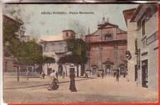 POSTCARD ASCOLI PICENO CITY FP TRAVELLED 1907 PIAZZA MONTANARA ANIMATED R
