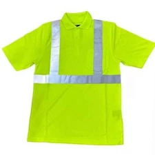 Men’s Hi-Vis Safety Polo Shirt Yellow/Green ANSI Class 2 Moisture-Wicking 3XLG