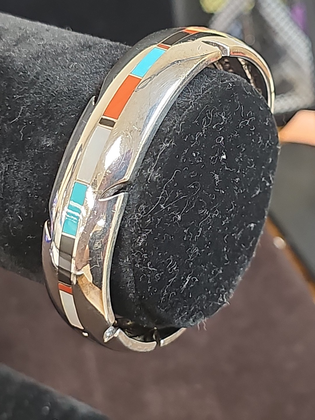 True Native Signed Eagle Feather Sterling Stone C… - image 4