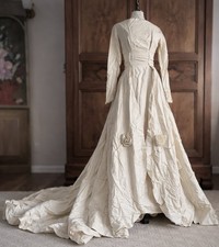 Late 1940s Vogue Couturier Silk Satin Wedding Gown Small