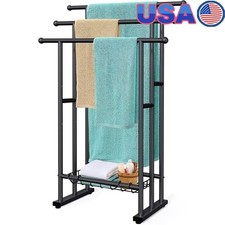 40"Towel Rack 3 Tier Alloy Steel Stand w/Basket Blanket Drying and Display Rack