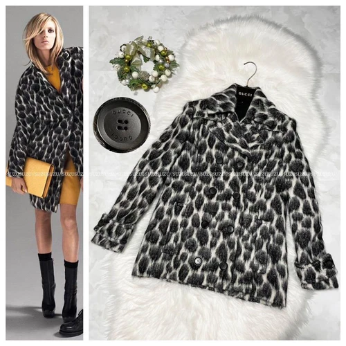 Giacca Cappotto Gucci Misto Alpaca Mohair Stampa Leopardata 36 Moda Donna Authe
