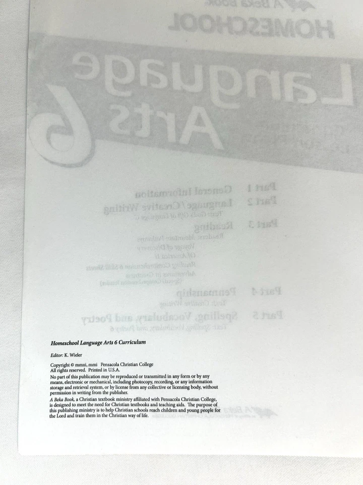 A Beka Homeschool Language Arts Spelling Vocab Reading Curriculum Textbooks Gr 6 - Image 3 of 4