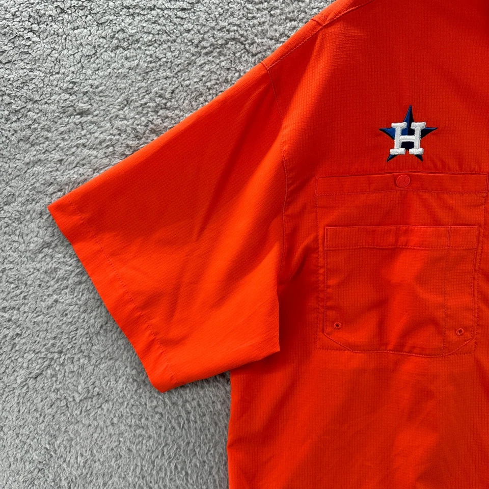 Camisa de manga corta ventilada Columbia PFG naranja grande L de los Astros de Houston para hombre Foto 3 de 4