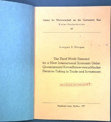 The Third World Demand for a New International Economic Order: Governmental Surv