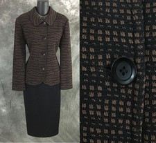 NWT NEW St John jacket knit black Caviar tan suit blazer size 8