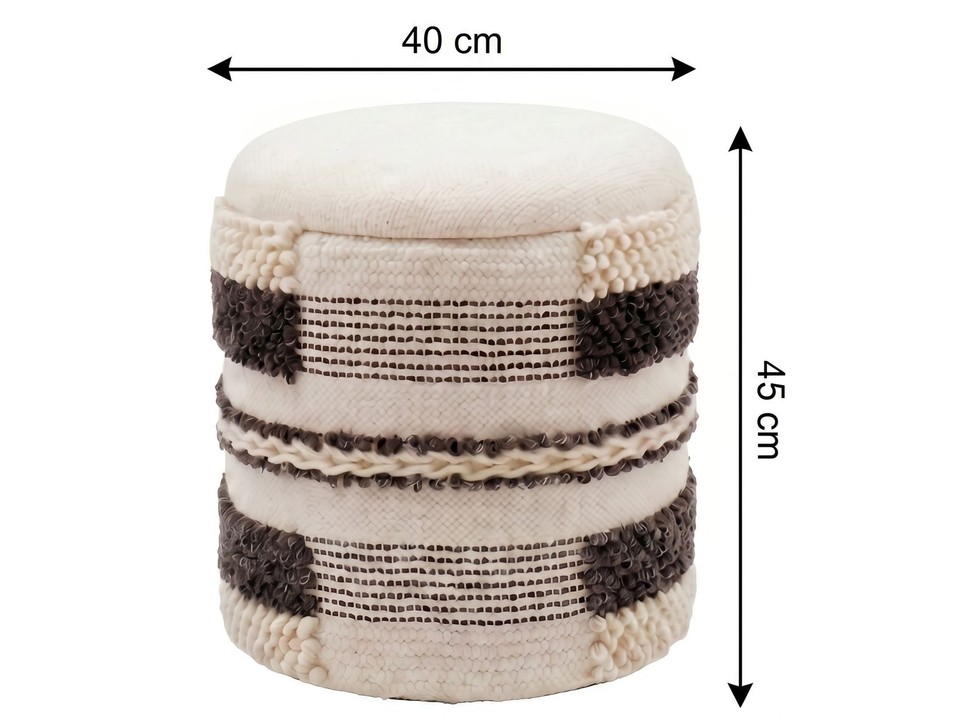 Tabouret Pouf de rangement en laine 40cm Beige Pouf rond rembourré en