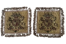 Aubusson Pillow Cover Tapestry Tours French Family Crest 18” X 18” Pair